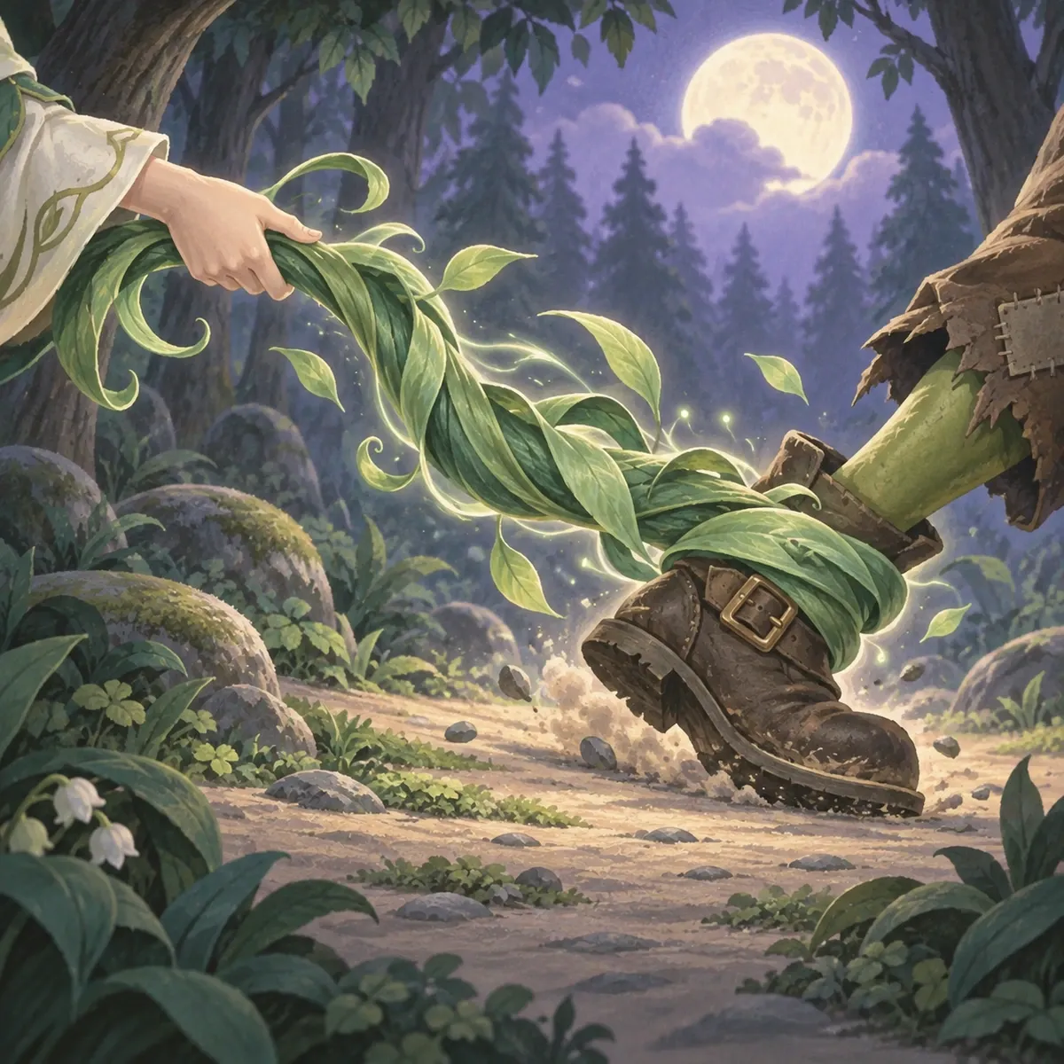 Card art of vine magic curling through the forest.